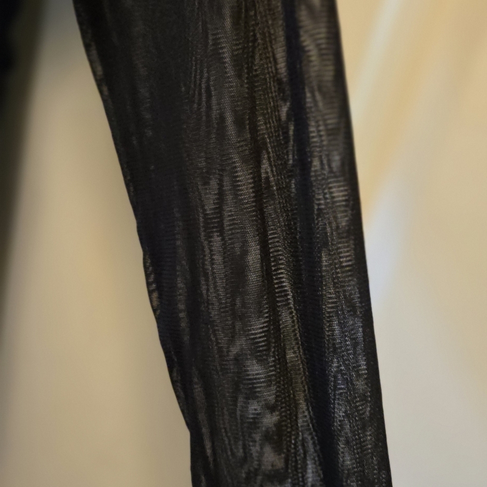 New York & Company Black Asymmetrical Fitted Long Sleeve Y2k Blouse - Picture 4 of 4